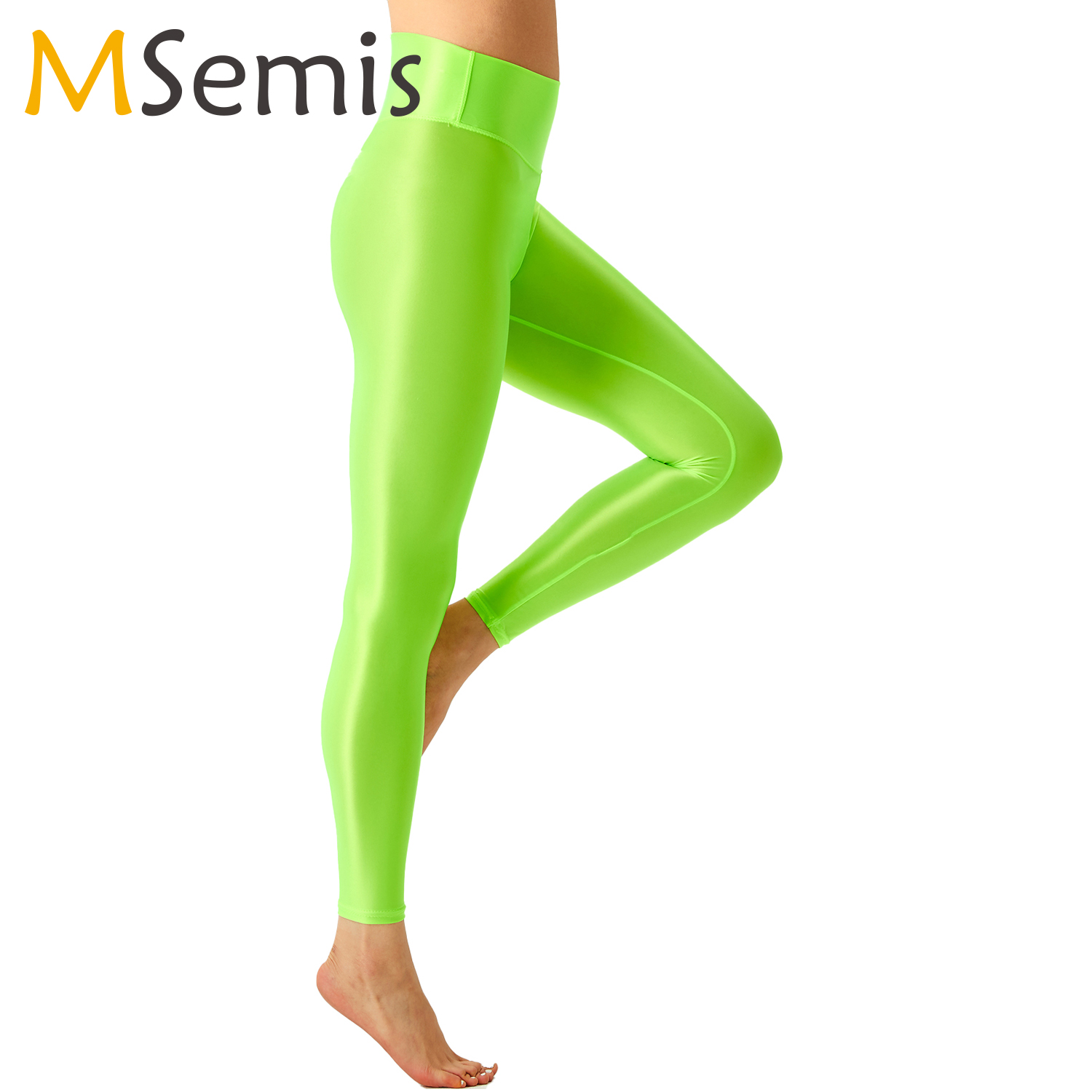 Pilates Yoga Legging - กางเกงเลกกิ้งบัลเล่ต์มันวาวสำหรับผู้หญิงเอวยางยืดออกกำลังกายฟิตเนสโยคะพิลาทิสกางเกงรัดรูปกางเกงเต้น